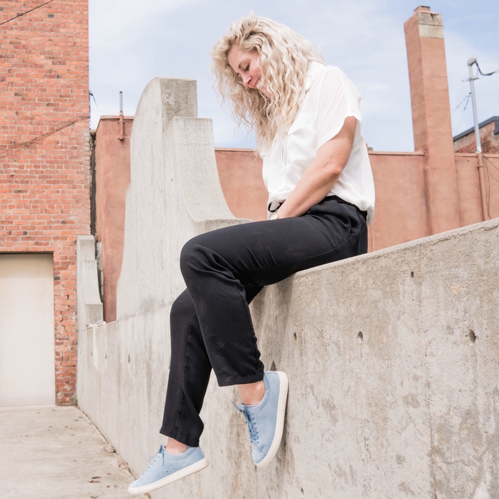 Clae Blue Leather Sneakers - Picture 2 of 5